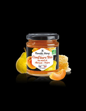 Organic apricot and pear jam with honey, 220 g - Nutra Best Europe