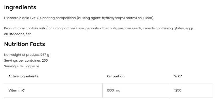 Vitamina C 1000 mg - 250 capsule
