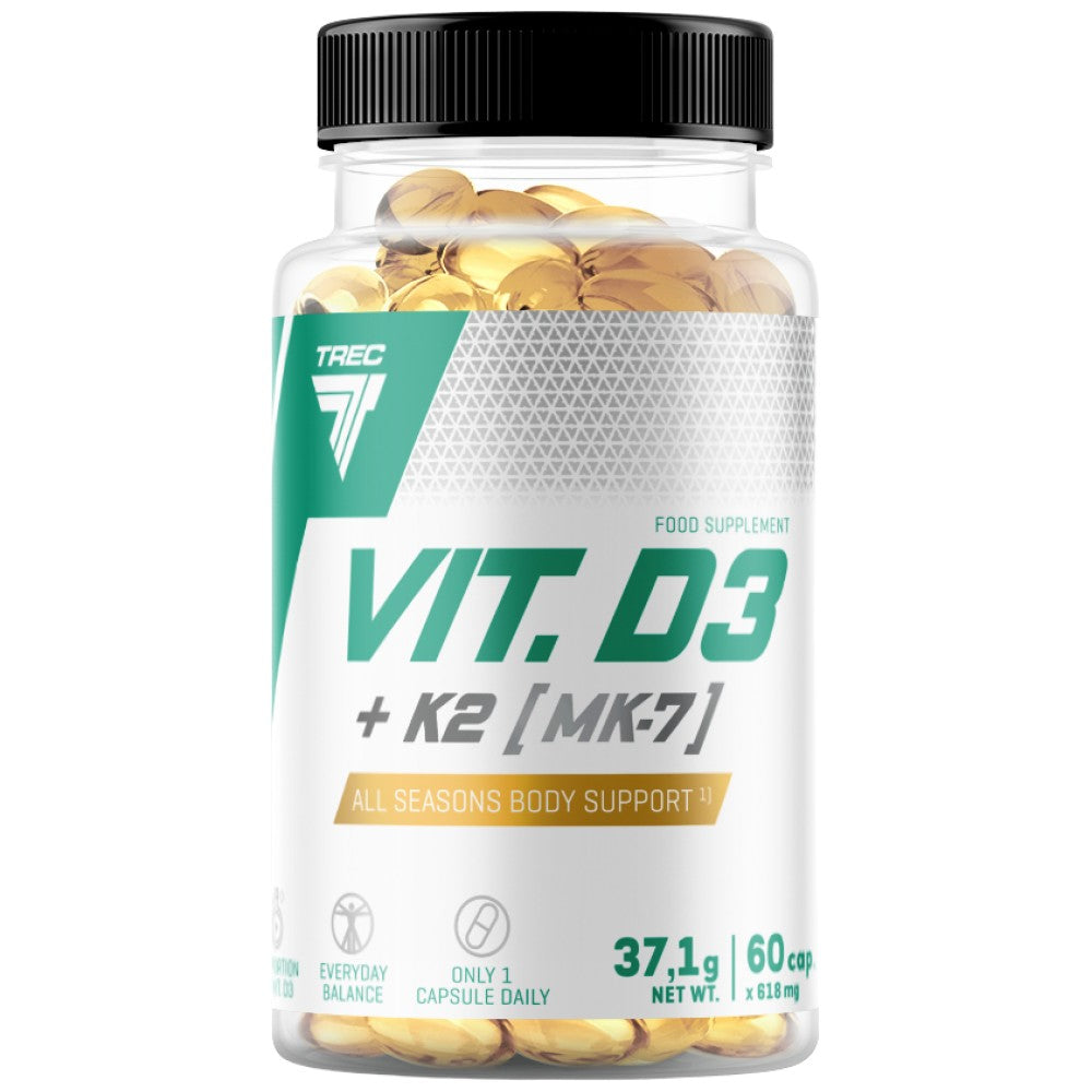 Vit. D3 + K2 (MK-7) | Vitamina D și Vitamina K2 Formula 60 capsule