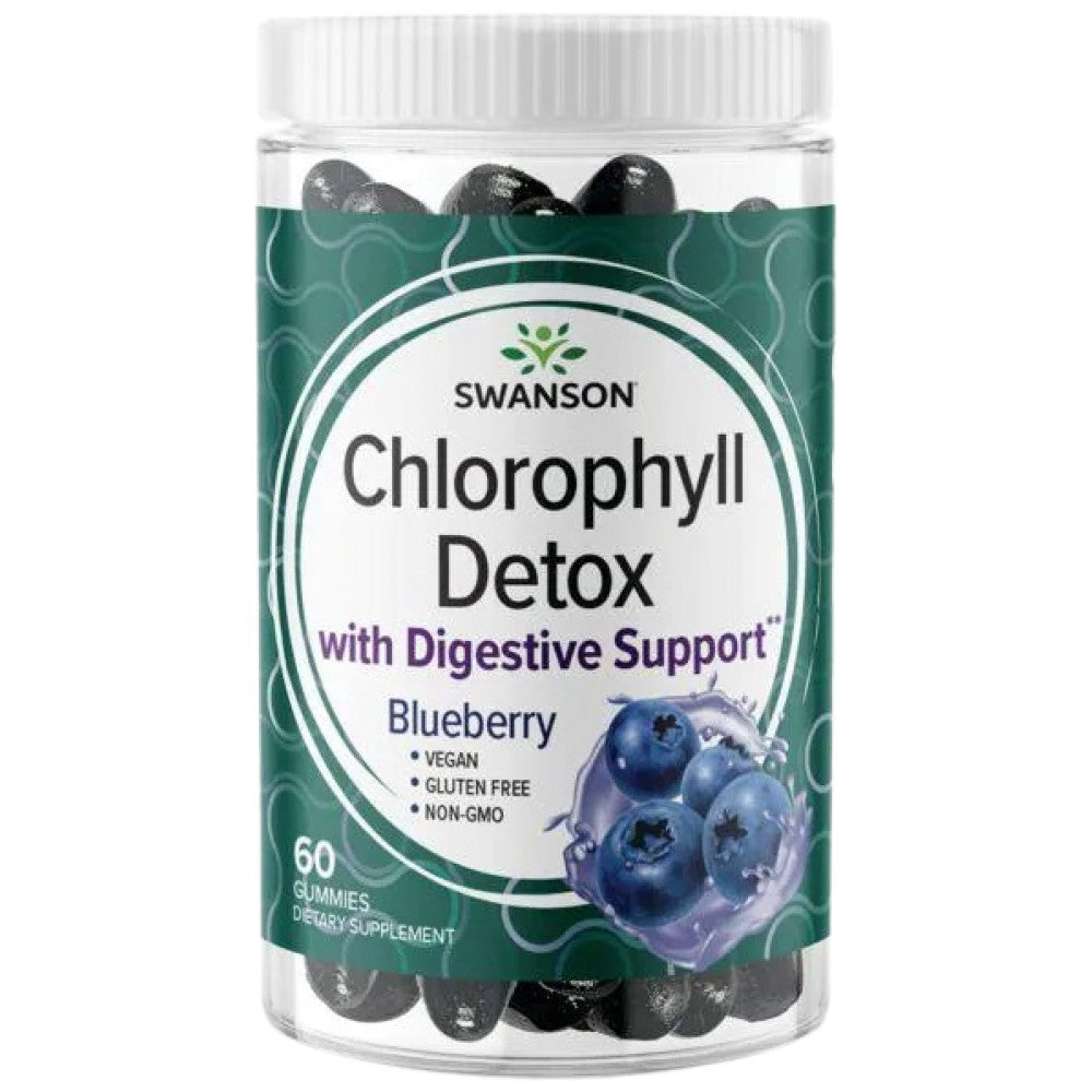 Gumii de detoxifiere cu clorofilă | Afine - 60 de tablete masticabile