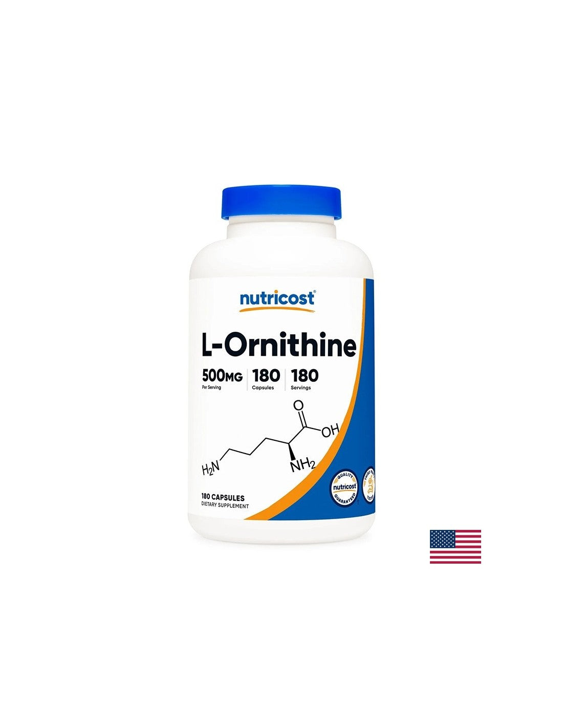 Detoxifiere și ficat - L-Ornithine, L-Ornithine, 500 mg x 180 capsule Nutricost