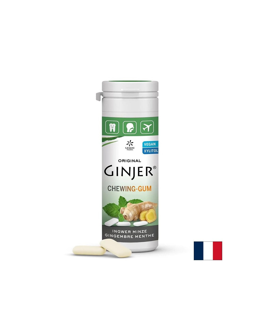 Guma de ghimbir cu menta, 30 g (20 bucati) Lemon Pharma