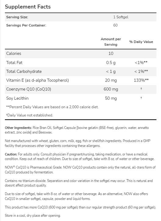 CoQ10 600 mg | Puterea maximă - 60 capsule de gel