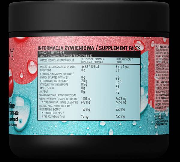Aqua Kick / Advanced Hydration cu L-Carnitină și Ceai Verde - 300 de grame