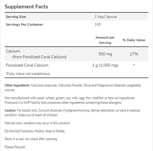 Coral Calcium 1000 mg - 250 capsule