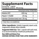 BEST Betaine HCL 650 mg / cu pepsină și bitter de gențiană - 360 capsule