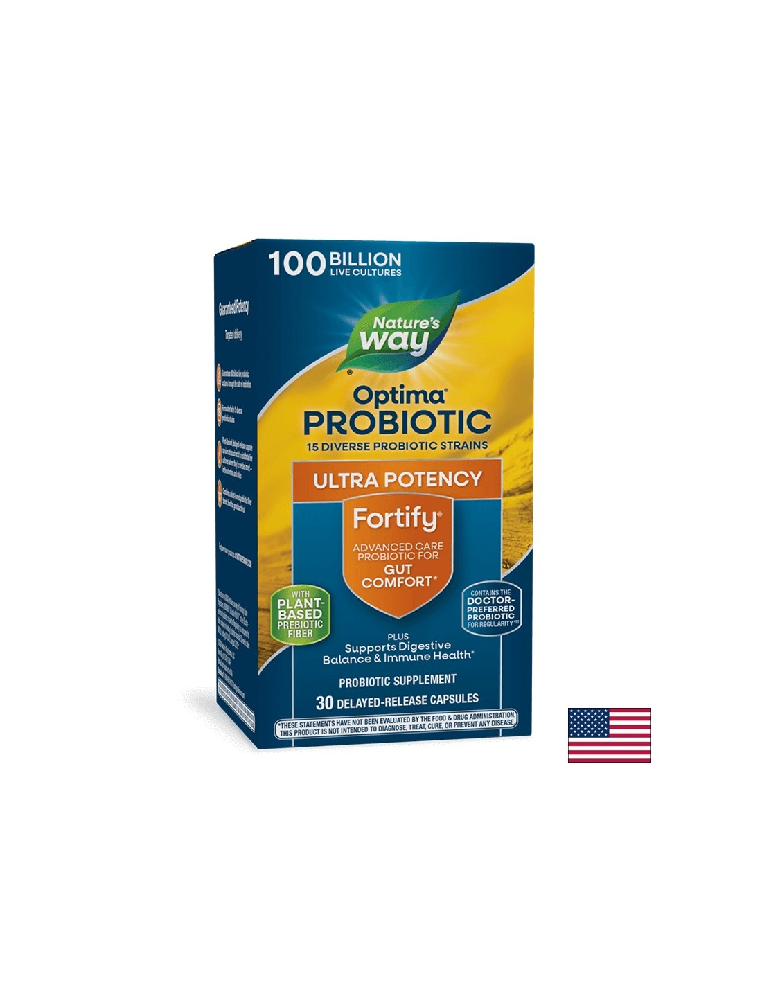 Fortify™ Optima Advanced Care Probiotic - Fortify Optima Probiotic + Prebiotice, 100 de miliarde de probiotice active, 30 de capsule Nature's Way