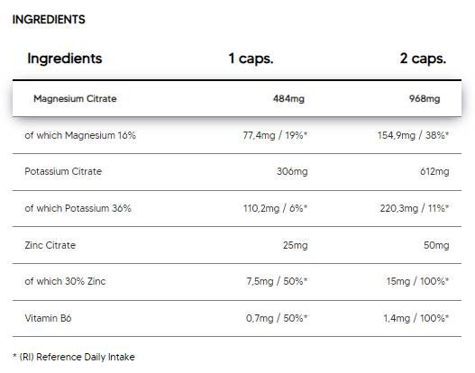 Tri Citrat | Magneziu + Potasiu + Zinc - 60 capsule