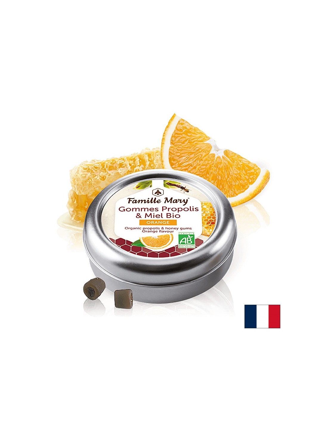 Acadele cu miere organica, propolis si portocala, 45 g