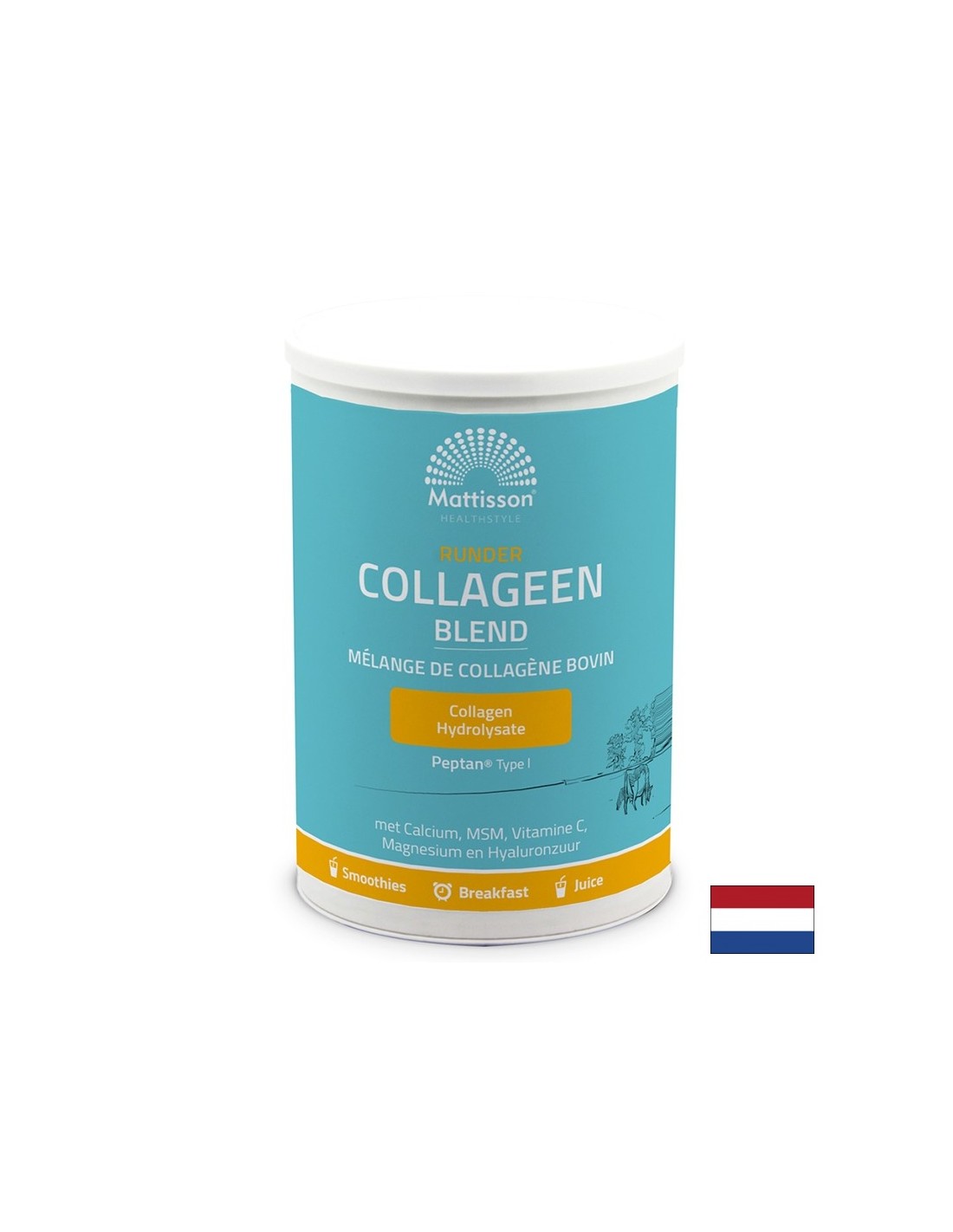 Colagen bovin tip I cu calciu, magneziu, MSM, vitamina C și acid hialuronic, 300 g pudră cu aromă de vanilie