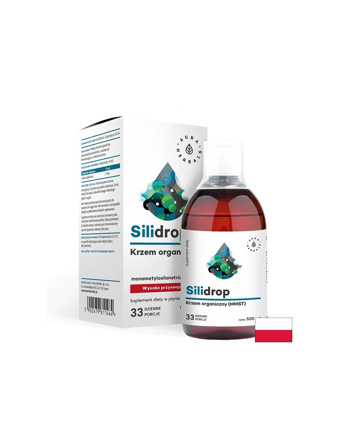 Îngrijirea părului, pielii și unghiilor - Siliciu organic - Silidrop, 5 mg x 500 ml Aura Herbals