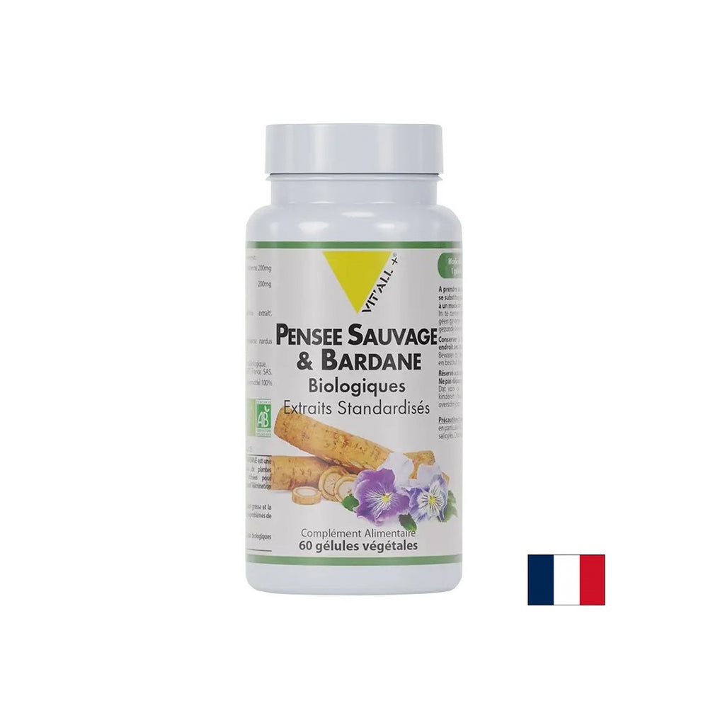Îngrijire și detoxifiere a pielii - Pansea sălbatică și brusture, BIO, 60 capsule