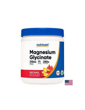 Heart and muscle care - Magnesium (bisglycinate), 210 mg x 250 g powder, with fruit punch flavor - Nutra Best Europe