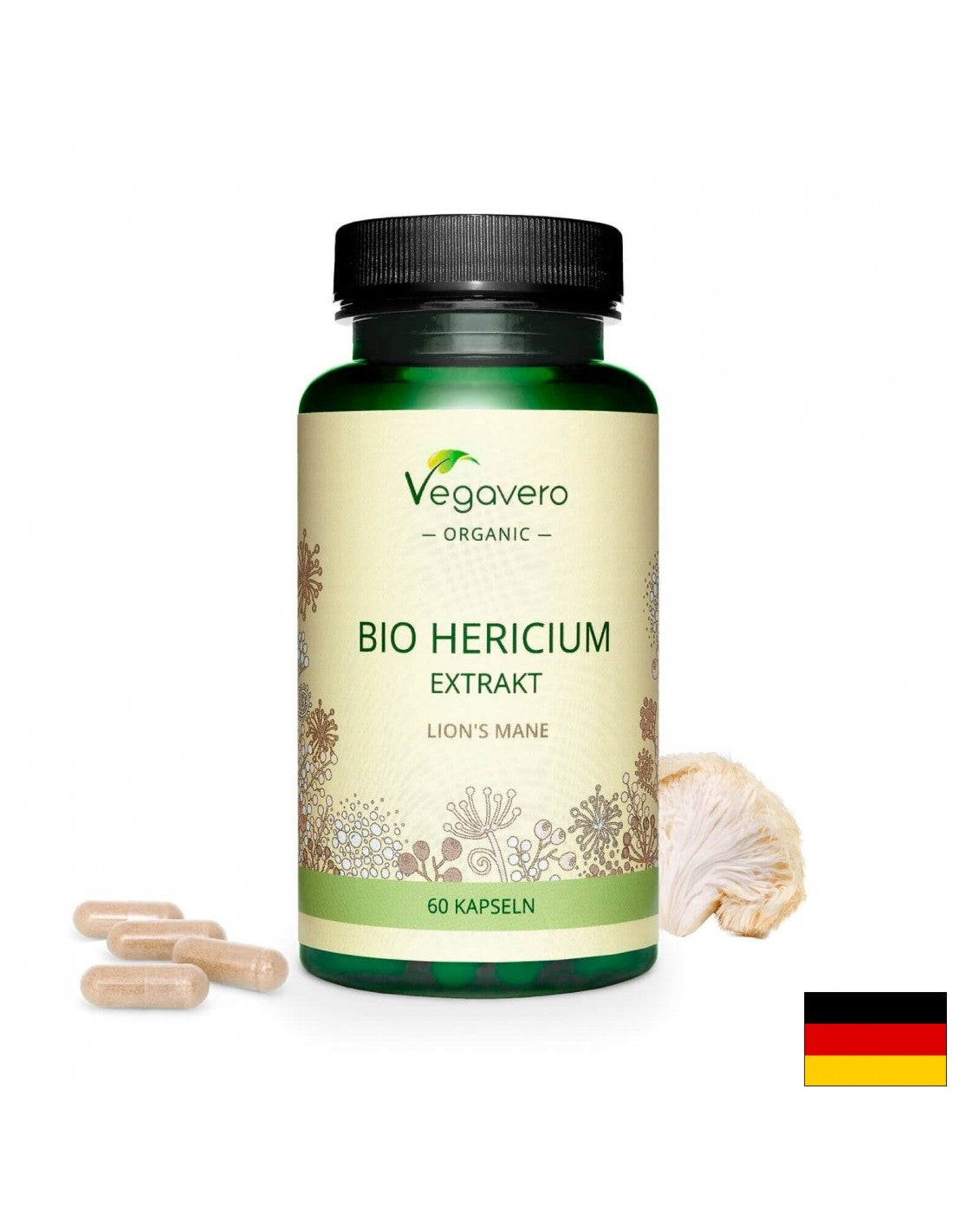 Hericium Bio Extrakt/ Hericium (Coama leului) extract BIO, 60 capsule, 100% Vegan Vegavero