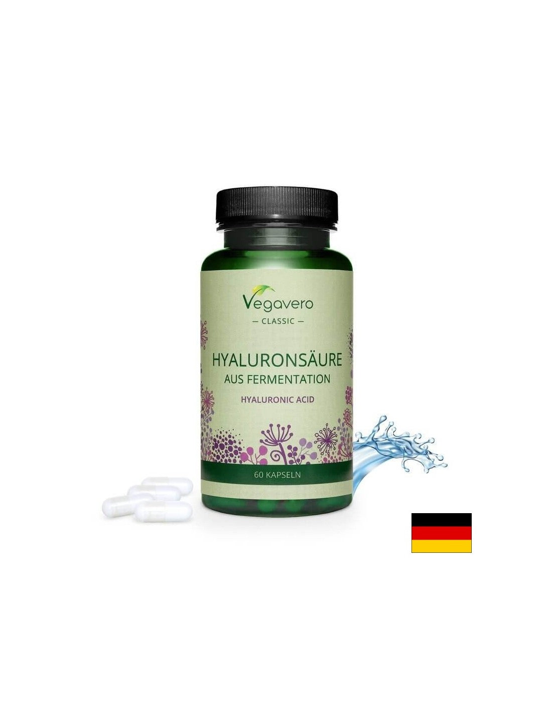 Hyaluronsӓure/Acid hialuronic, 60 capsule, 100% Vegan Vegavero