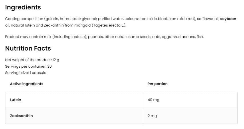 Lutein Forte / cu Zeaxantina - 30 capsule de gel