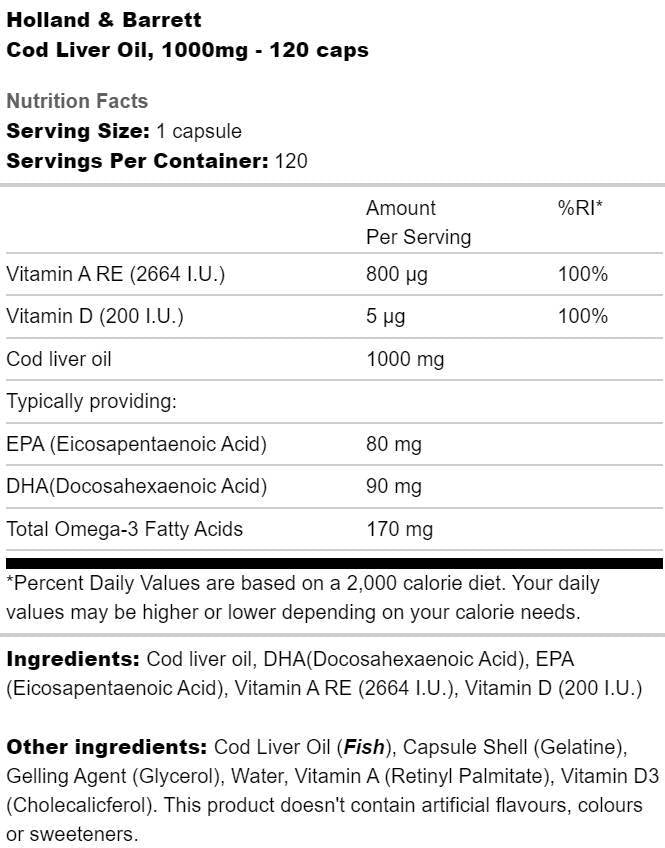 Ulei de ficat de cod 1000 mg - 60 capsule de gel