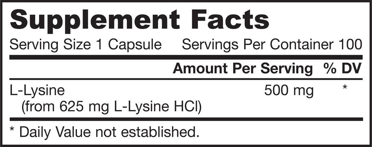 L-Lizină 500 mg - 100 capsule