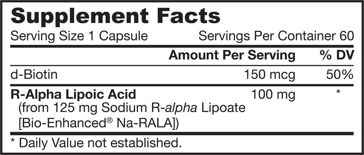 Acid R-Alfa Lipoic + Biotină - 60 capsule