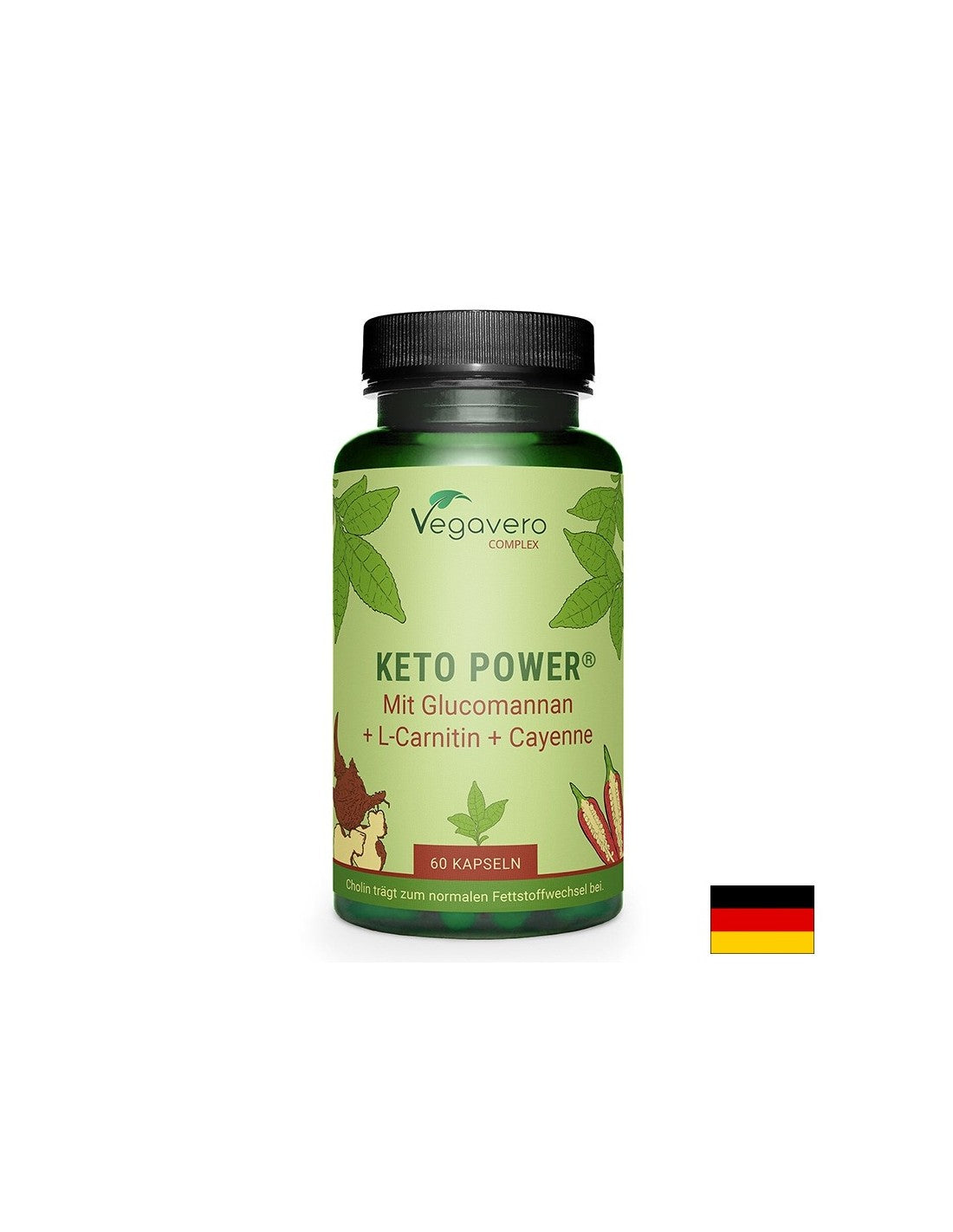 Keto Power® cu glucomanan, L-carnitină și piper cayenne, 60 capsule