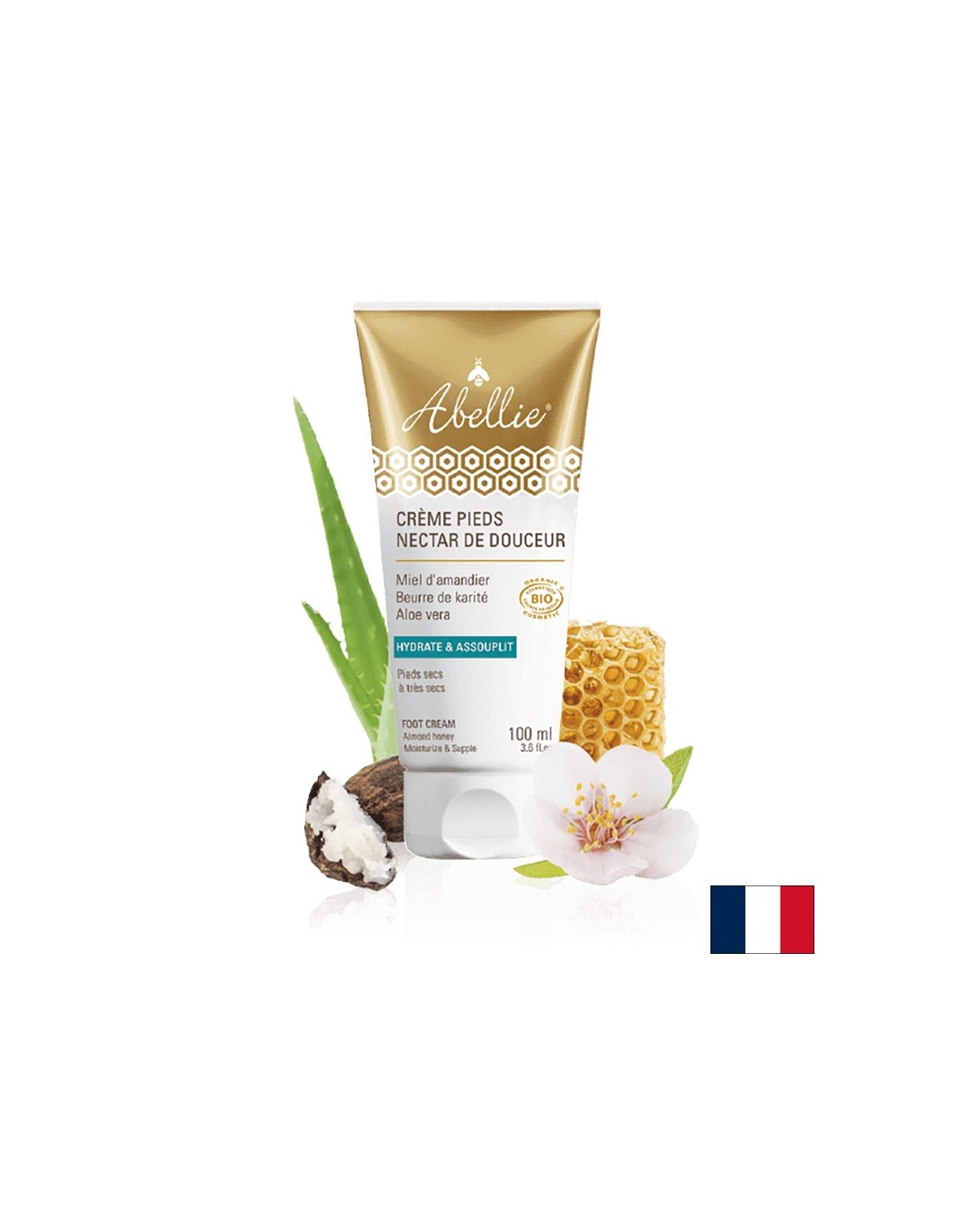 Crema hidratanta pentru picioare si calcai cu miere de migdal, unt de shea, aloe vera, 100 ml
