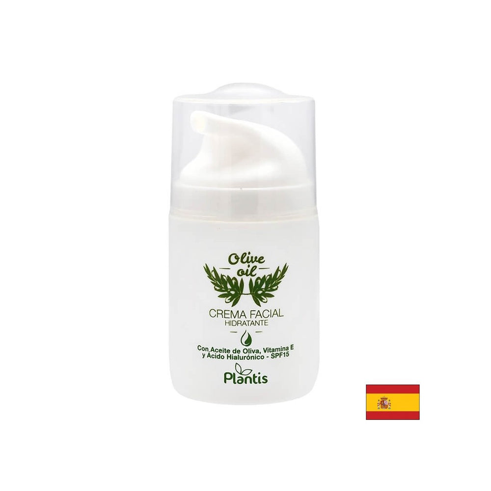 Cremă hidratantă pentru față cu ulei de măsline, vitamina E și acid hialuronic SPF15, 50 ml