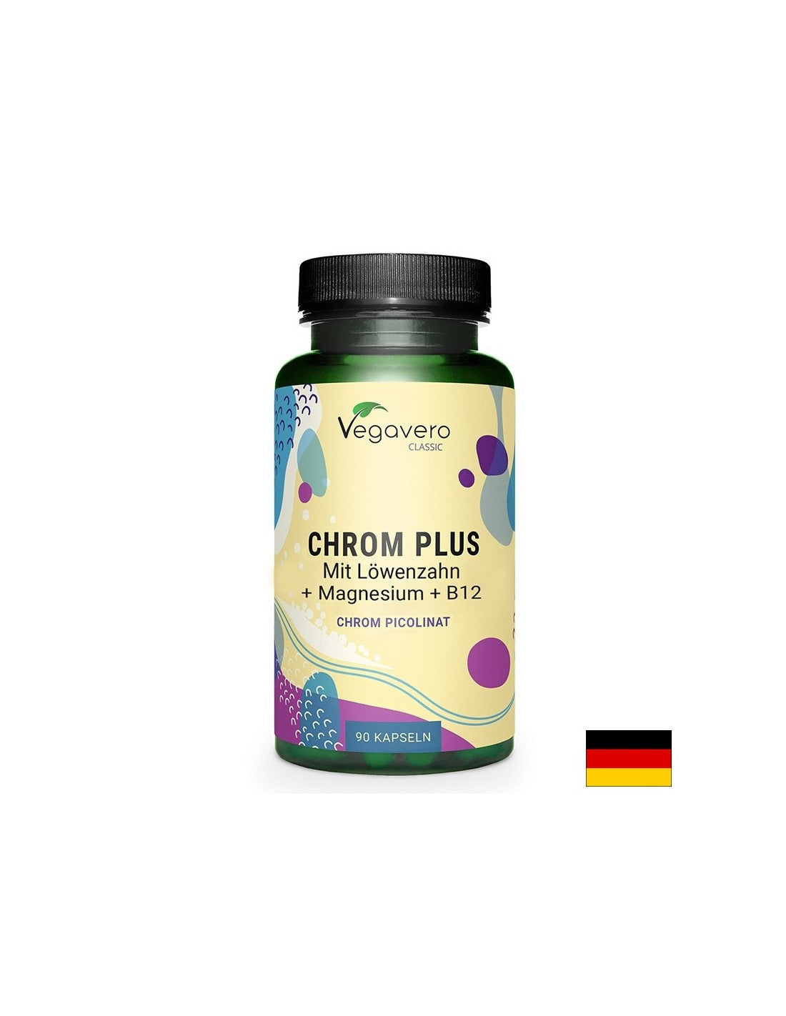 Controlul diabetului - Crom + Papadie, Magneziu si Vitamina B12, 90 capsule