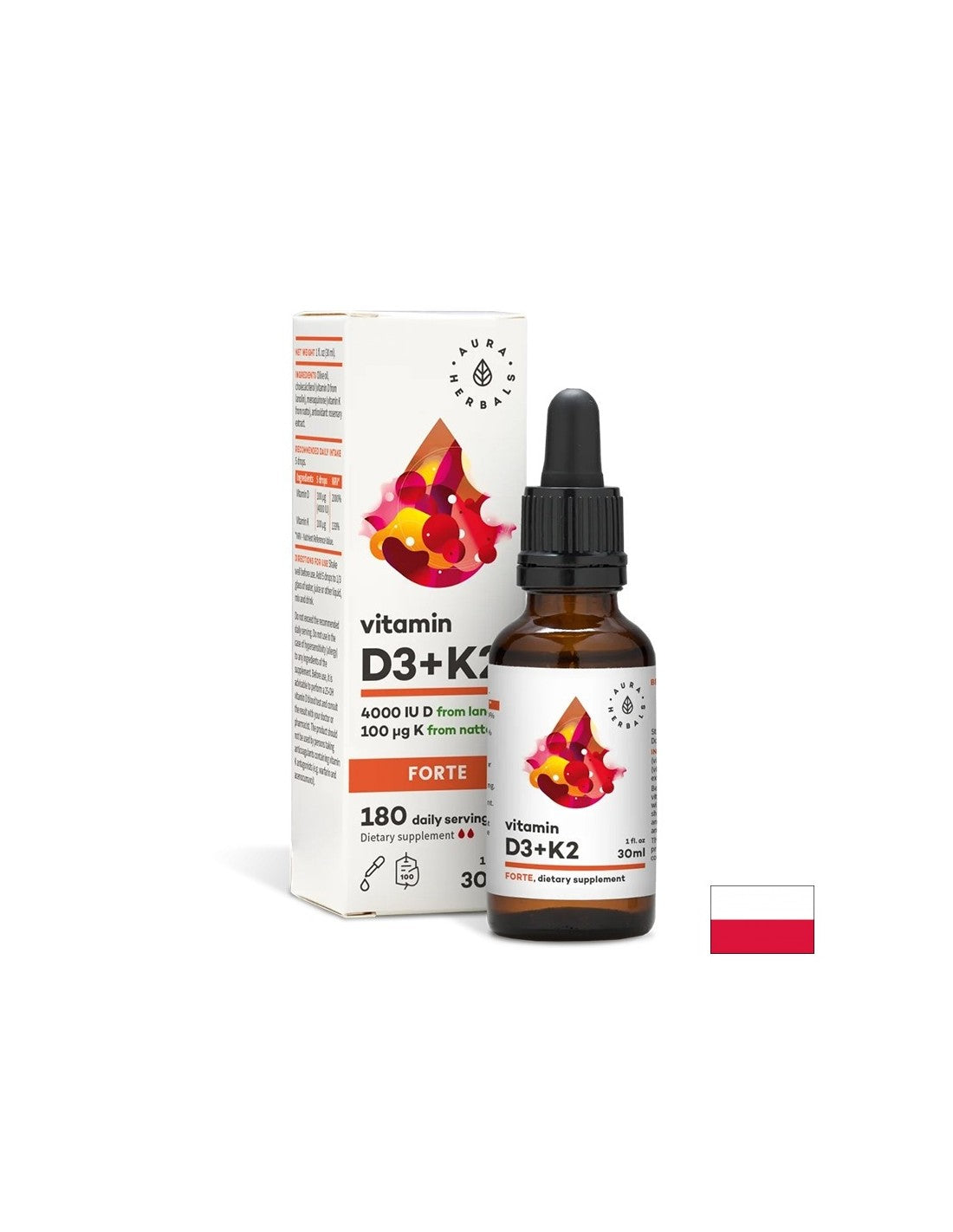 Oasele și articulațiile - Vitamina D3 800 UI + K2 20 µg (forte), 30 ml picături