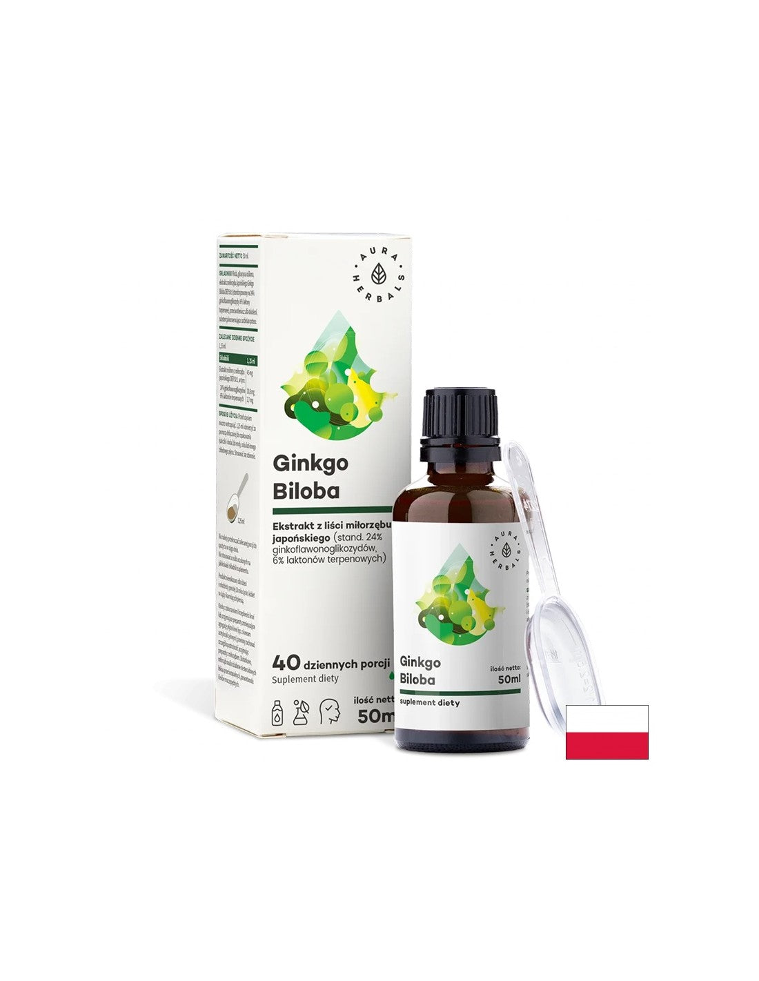 Circulația și funcționarea creierului - Ginkgo Biloba, 50 ml Aura Herbals