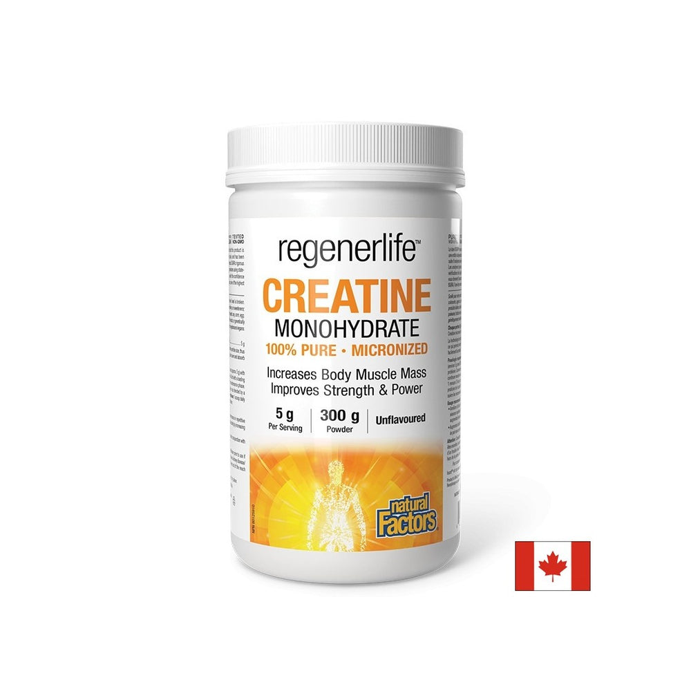 Creatină monohidrat (micronizată) Regenerlife™ - Forță, rezistență și performanță musculară, pulbere 5000 mg x 300 g