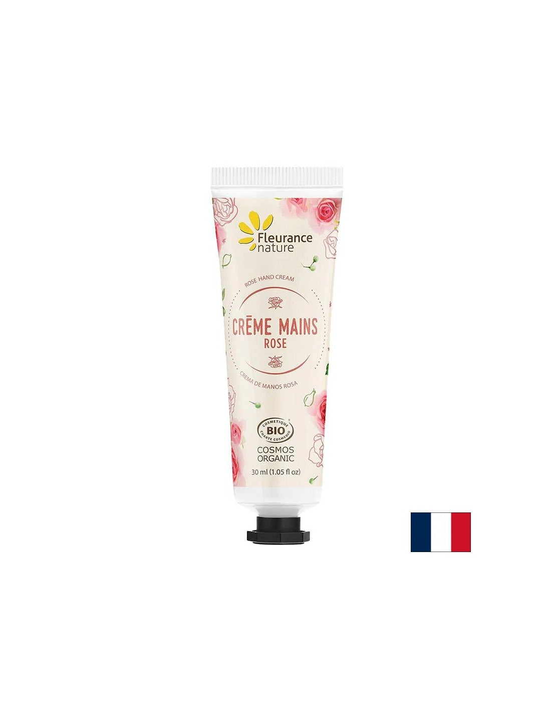 Crema de maini cu apa florala de trandafir Damascena, unt de Shea si Aloe Vera, 30 ml Fleurance Nature