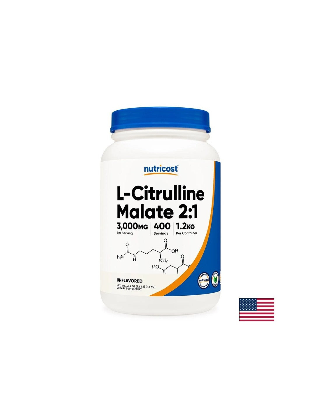 L-Citrulină (malat) - Rezistență și recuperare musculară, 1,2 kg pulbere