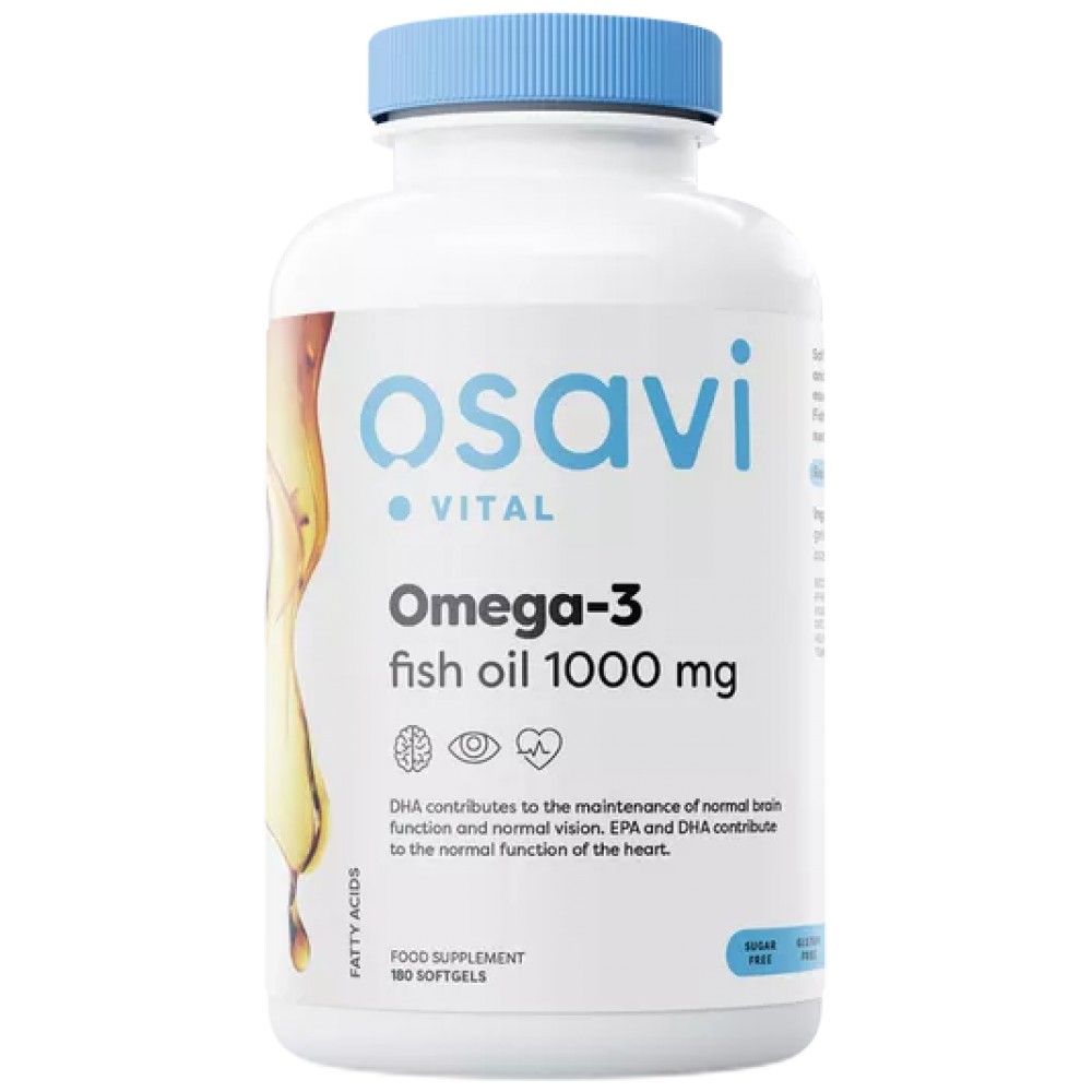 Ulei de pește Omega 3 1000 mg | Distilat molecular - 180 capsule de gel