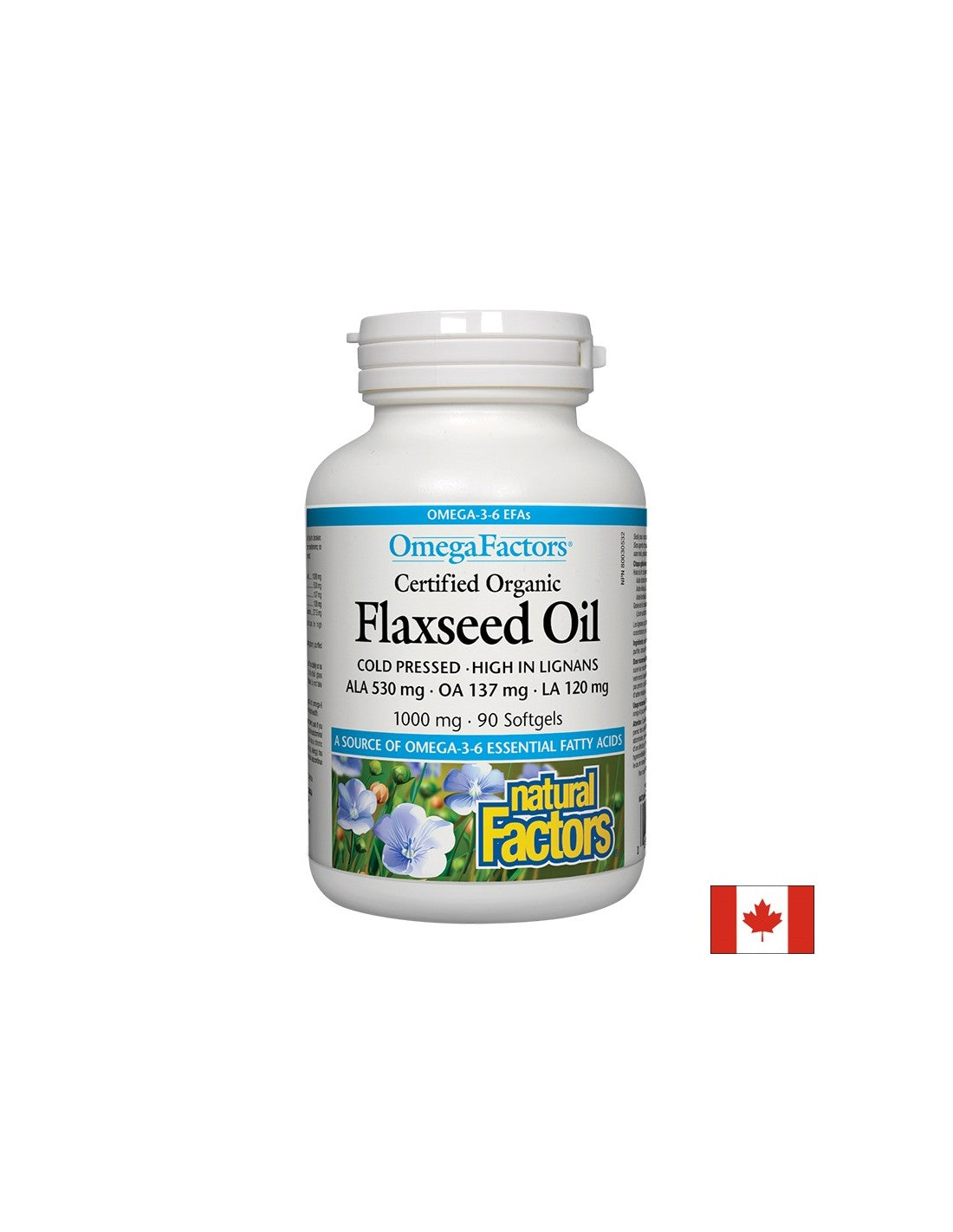Ulei din semințe de in - Ulei din semințe de in 1000 mg, 90 capsule moale Natural Factors