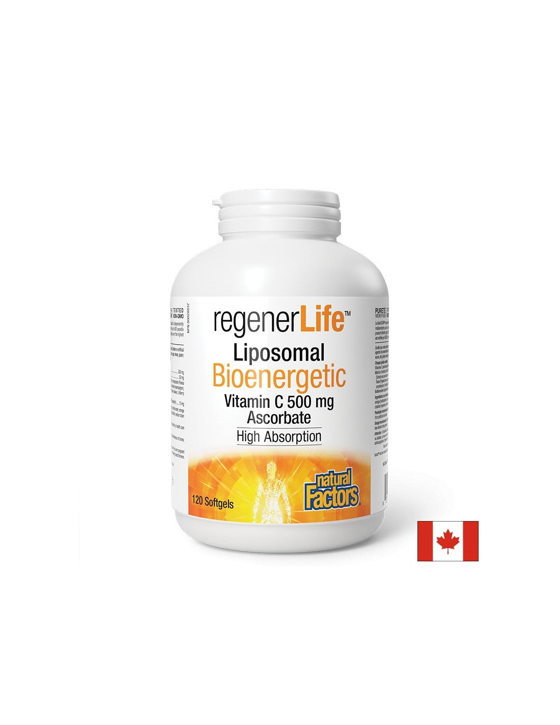 Regener Life™ Vitamina C lipozomală 500 mg - 120 capsule de gel