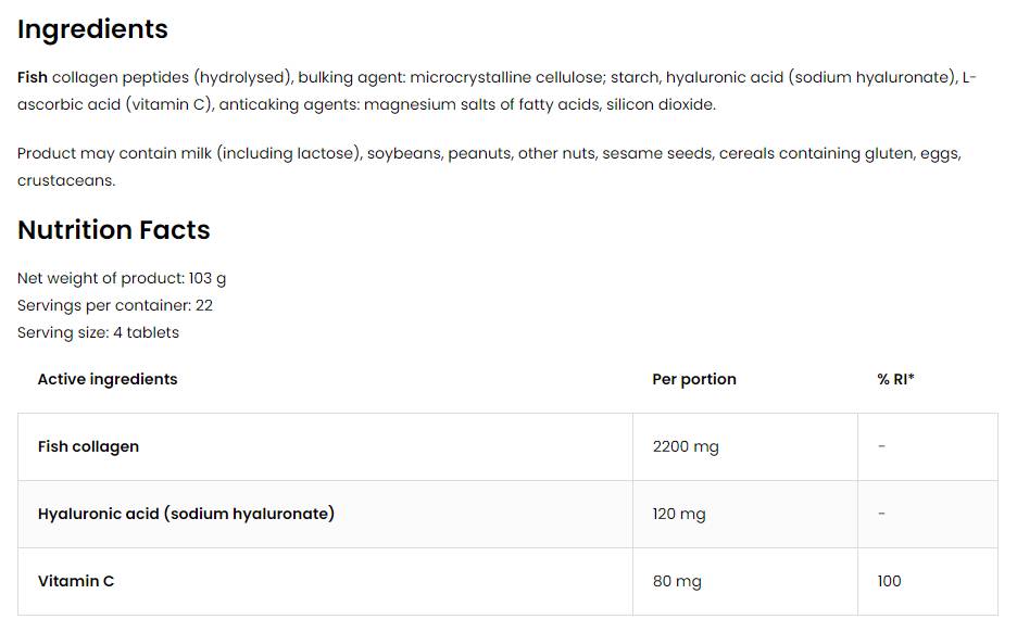 Colagen Marin / + Acid Hialuronic și Vitamina C - 90 Tablete