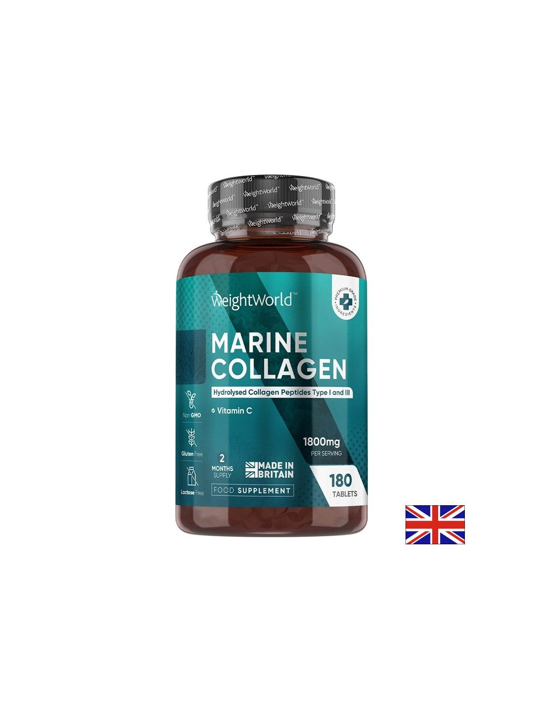 Piele tanara - articulatii sanatoase - Colagen marin hidrolizat + Vitamina C, 180 tablete