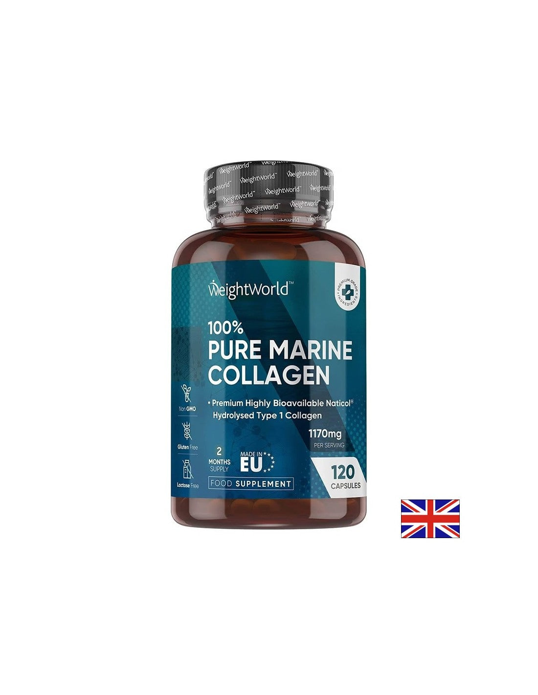 Piele tanara, articulatii sanatoase - Colagen marin (tip I), 120 capsule Weight World