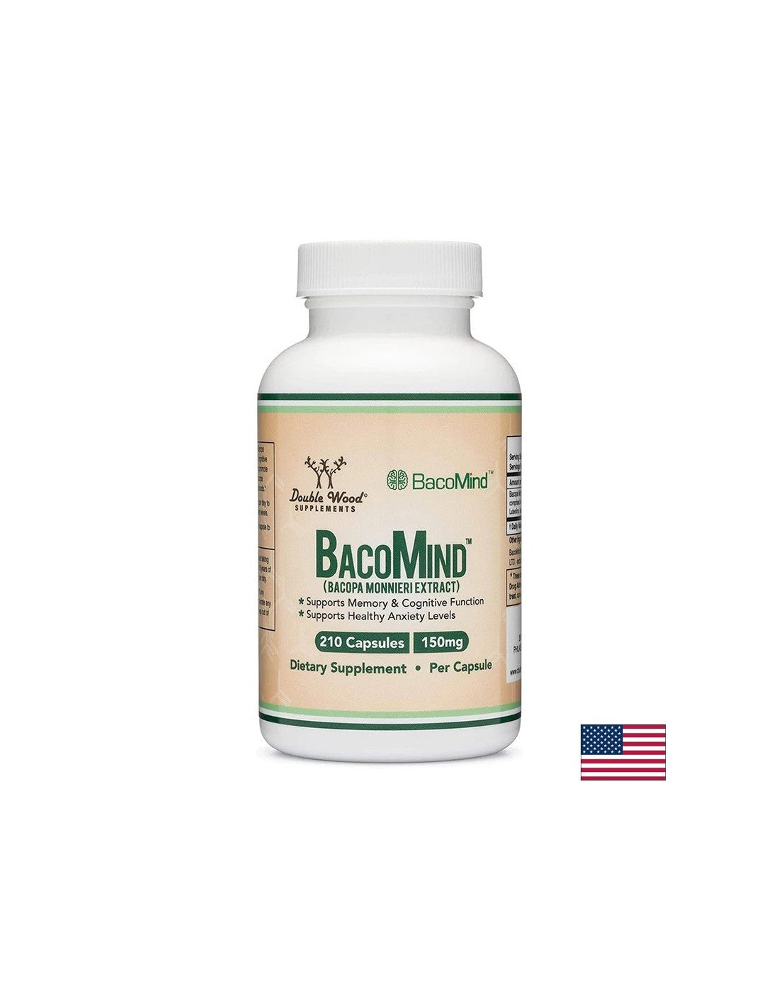Funcția creierului - Bacopa Monieri BacoMind™, 210 capsule Double Wood