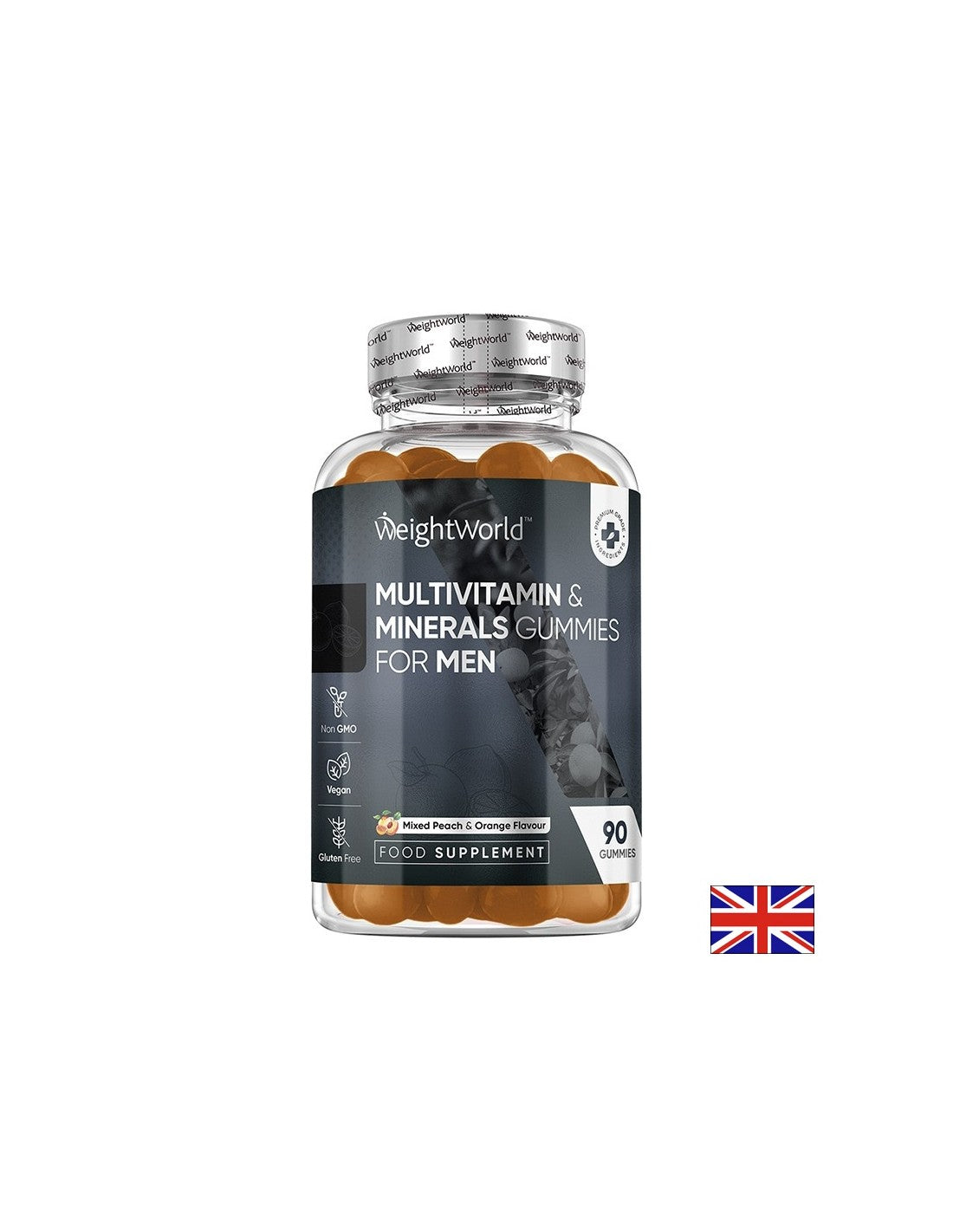 Multivitamine și minerale pentru bărbați, 90 de tablete de jeleu cu aromă de căpșuni și zmeură