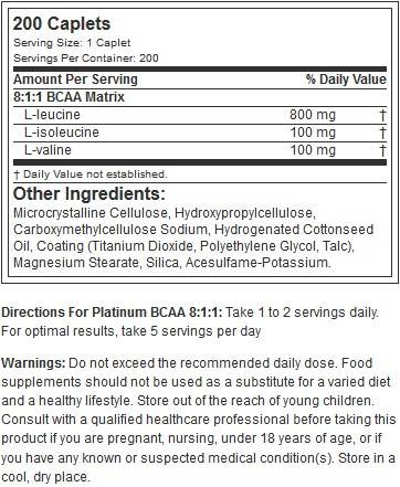 Platină BCAA 8:1:1 - 200 de capsule