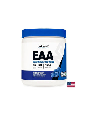 Muscle Strength and Recovery - EAA Essential Amino Acids, 330 g powder, blue raspberry flavor, 30 doses - Nutra Best Europe