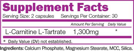 Tartrat de L-Carnitină 1300 mg - 60 capsule