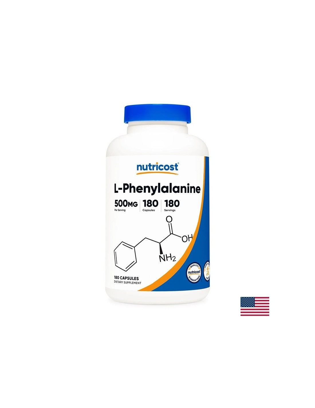 Funcția nervoasă și a creierului - L-fenilalanină, 180 capsule Nutricost