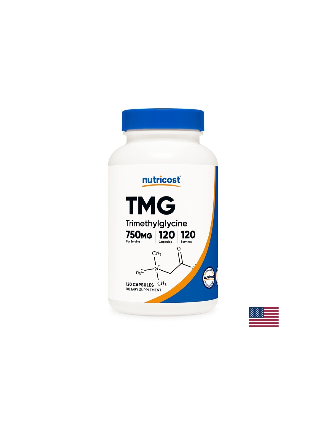 Normalizează nivelurile de homocisteină - TMG Betaine anhidride (trimetilglicină), 750 mg x 120 capsule Nutricost