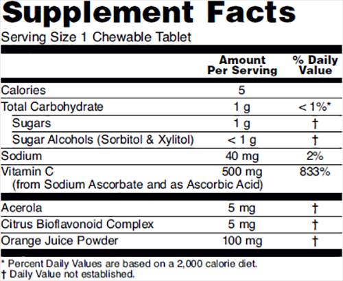 Vitamina C-500 masticabile - 100 tablete masticabile