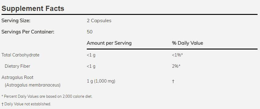 Astragalus 500 mg - 100 capsule