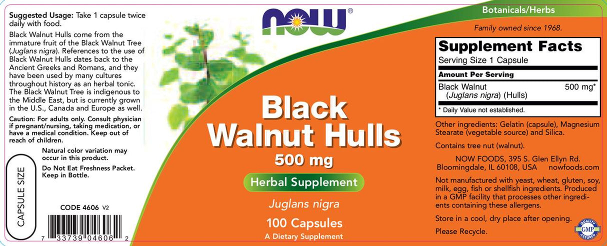 Coji de nucă neagră 500 mg - 100 capsule
