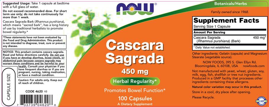 Cascara Sagrada 450 mg - 100 de capsule