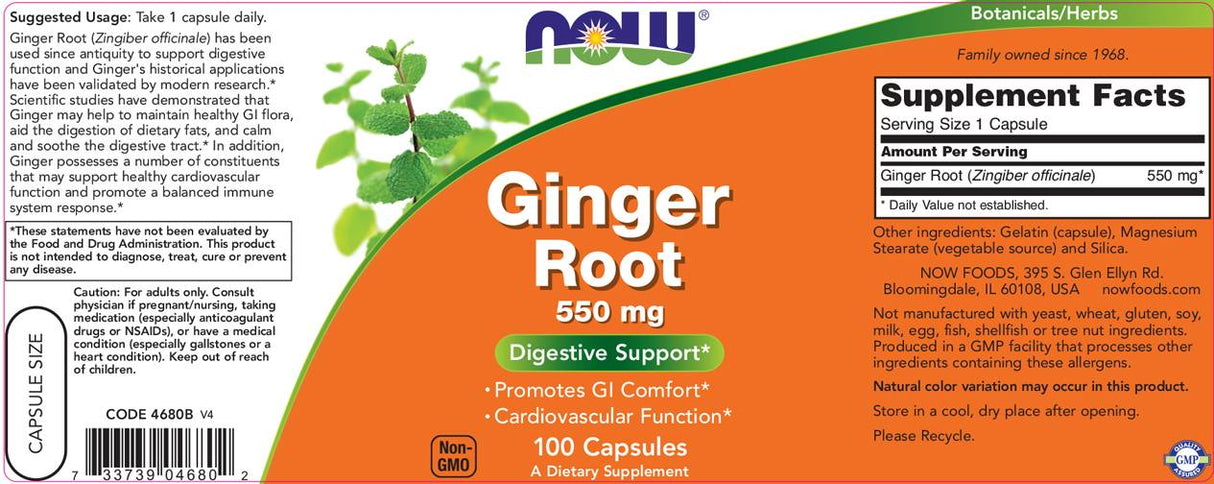Rădăcină de ghimbir 550 mg - 100 capsule